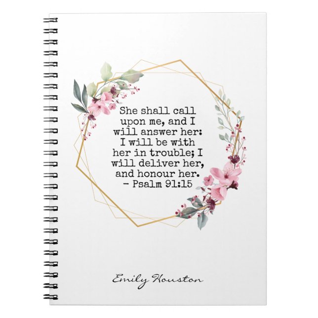 Cuaderno Beautiful Flowers Psalm 91 notebook (Frente)
