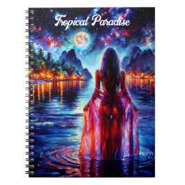 Cuaderno Beautiful girl watching glowing night water