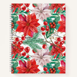Cuaderno Beautiful red and white Christmas poinsettia