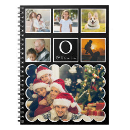 Cuaderno Beautiful Trendy Custom Monogram 6 Photo Collage
