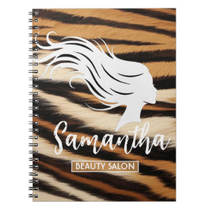Cuaderno Beauty Salon Custom Name Tiger Print Salon Bag