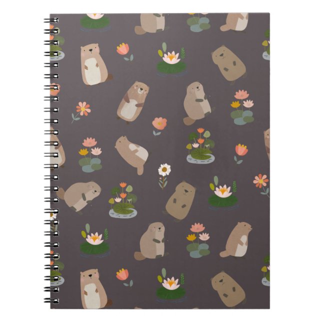 Cuaderno Beavers & Lily Pads on Dark Gray (Frente)