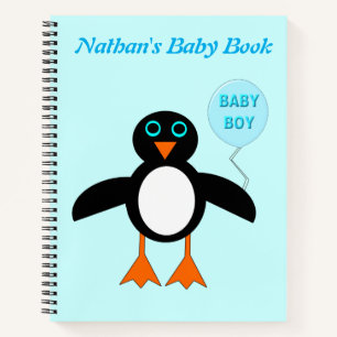 Cuaderno Bebé azul lindo Pingüino Personalizado Bloc de not