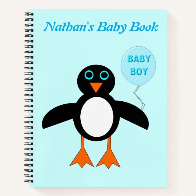 Cuaderno Bebé azul lindo Pingüino Personalizado Bloc de not (Anverso)