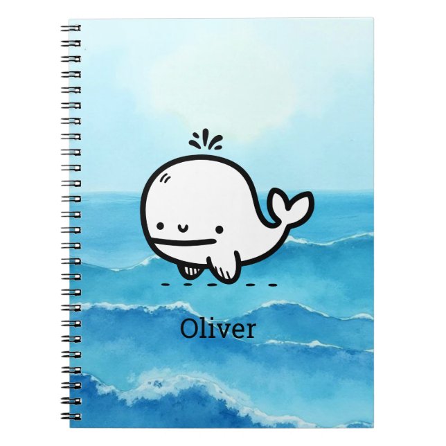 Cuaderno Bebé Ballena Adorable - Arte de Línea de Criatura  (Frente)