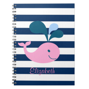 Cuaderno Bebé Ballena Adorable, Rayas Azules Marineros-Pers