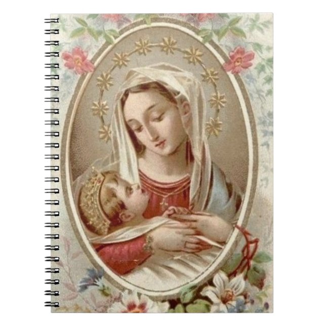 Cuaderno Bebé bendecido Jesús del Virgen María floral (Frente)