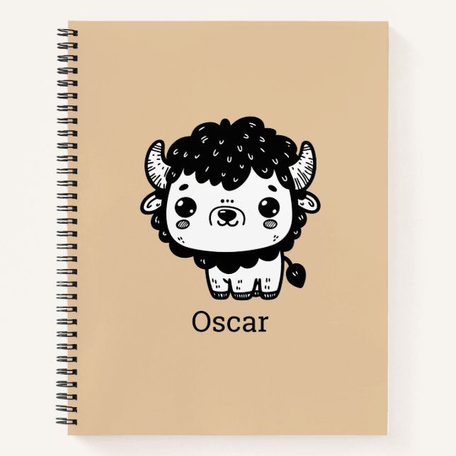 Cuaderno Bebé Bisonte Esponjoso - Arte Kawaii de Animales d (Anverso)