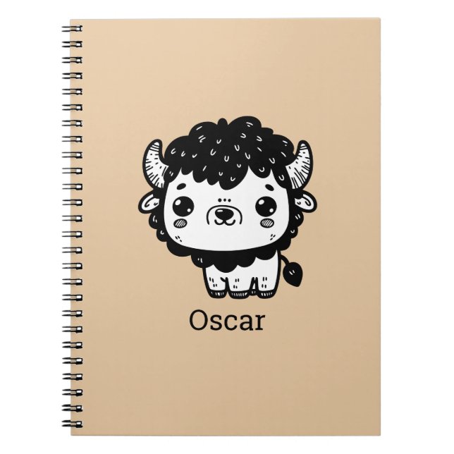 Cuaderno Bebé Bisonte Esponjoso - Arte Kawaii de Animales d (Frente)