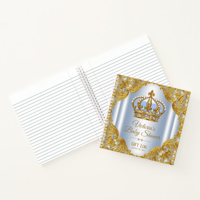 Cuaderno Bebé Blue Gold Prince Baby Shower Gift Notebook (Interior)