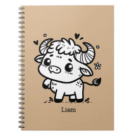 Cuaderno Bebé Búfalo Esponjoso - Animal de Granja Kawaii