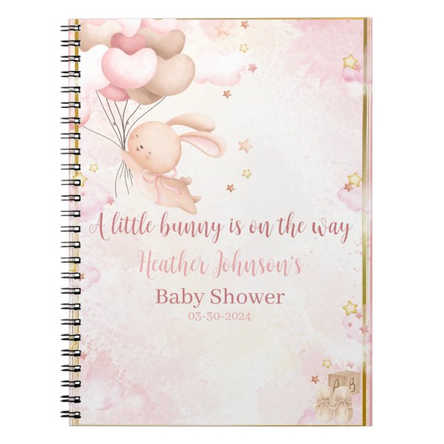 Cuaderno Bebé Conejo Niña Shower de Bienvenida (Frente)