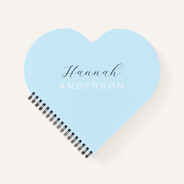 Cuaderno Bebé Corazón Azul Monograma Feminina Moderna (Anverso)