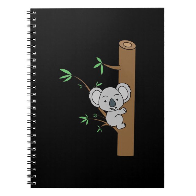 Cuaderno Bebé Cute Koala Subiendo Un Árbol De Eucaliptos (Frente)