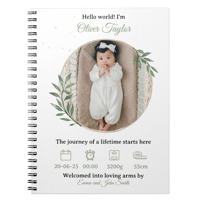 Cuaderno Bebé de bienvenida - Detalles del Personalizado (Frente)