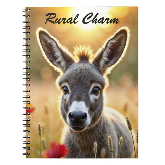 Cuaderno Bebé de donkey naturaleza pacífica, campo de amapo (Frente)