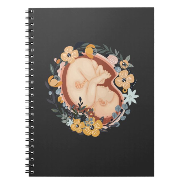 Cuaderno Bebé de flores madre partera embarazada (Frente)