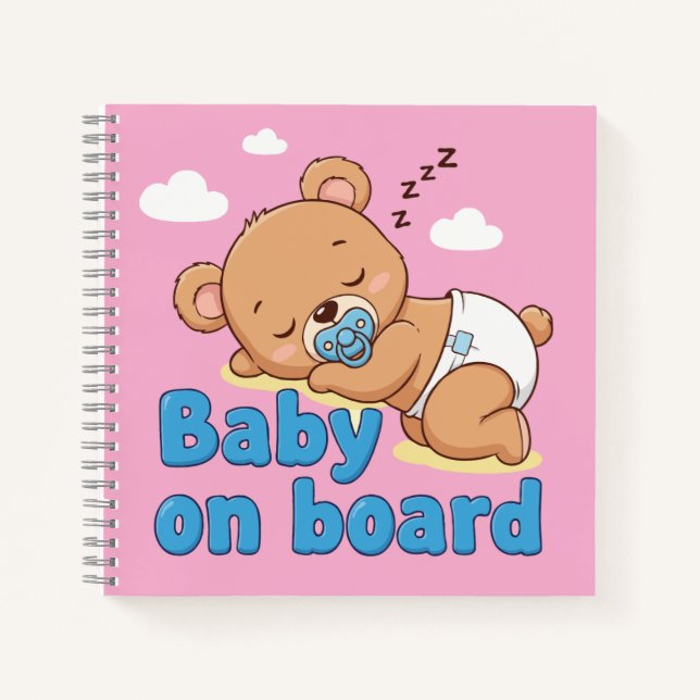 Cuaderno Bebé de osito de peluche dormido a bordo del Perso (Anverso)