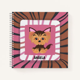 Cuaderno Bebé dulce rosa y yorkie marrón