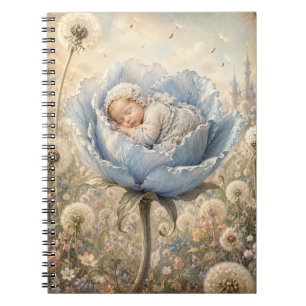 Cuaderno Bebé durmiendo en flor azul