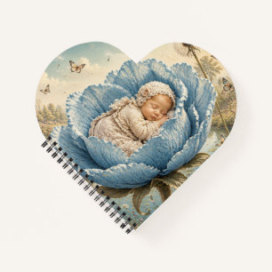 Cuaderno Bebé durmiendo en flor azul