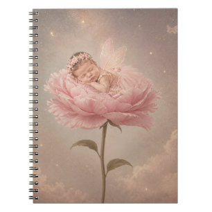 Cuaderno Bebé durmiendo flor rosa
