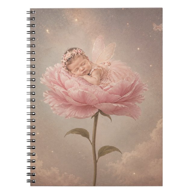 Cuaderno Bebé durmiendo flor rosa (Frente)