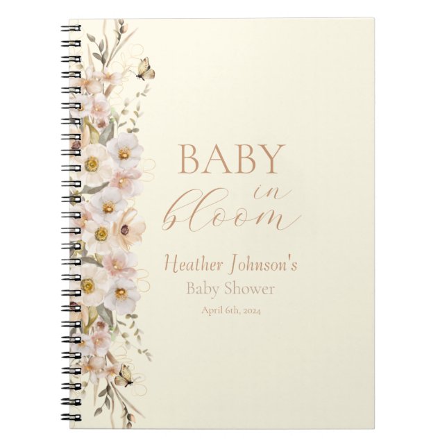 Cuaderno Bebé en Flor Boho Fiesta de Bebé Neutral (Frente)