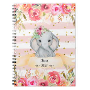 Cuaderno Bebé encantador elefante acuático Ilustracion Note