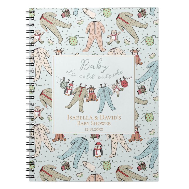 Cuaderno Bebé hace frío afuera, ducha de bebé de invierno (Frente)