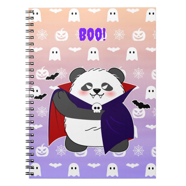 Cuaderno Bebé lindo de Halloween Vampiro Panda Dracula (Frente)