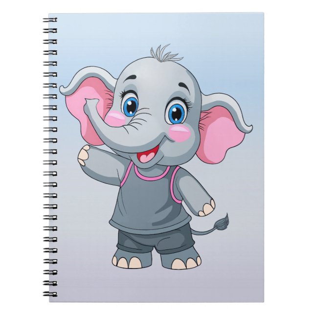 Cuaderno Bebé lindo elefante portátil de 6,5 x 8,75 pulgada (Frente)