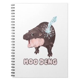 Cuaderno Bebé lindo Hippo Moo Deng Bouncy Cerdo en T-Shir t