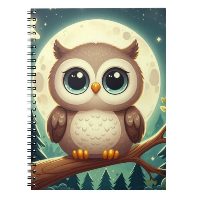 Cuaderno Bebé lindo por la noche con luna (Frente)