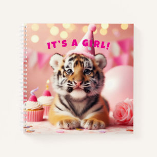 Cuaderno Bebé lindo revelar Chica bebé tigre rosa