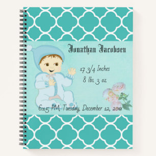 Cuaderno Bebé Niño en Azul con Flores