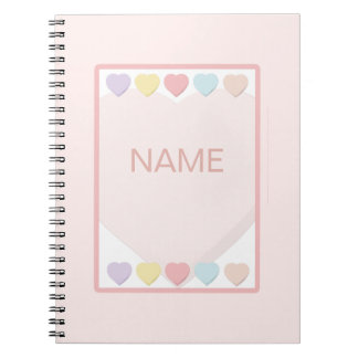 Cuaderno Bebé Nombra Bloc de notas para corazones rosados