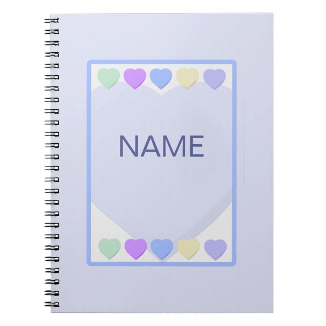Cuaderno Bebé Nombre Corazón Azul (Frente)