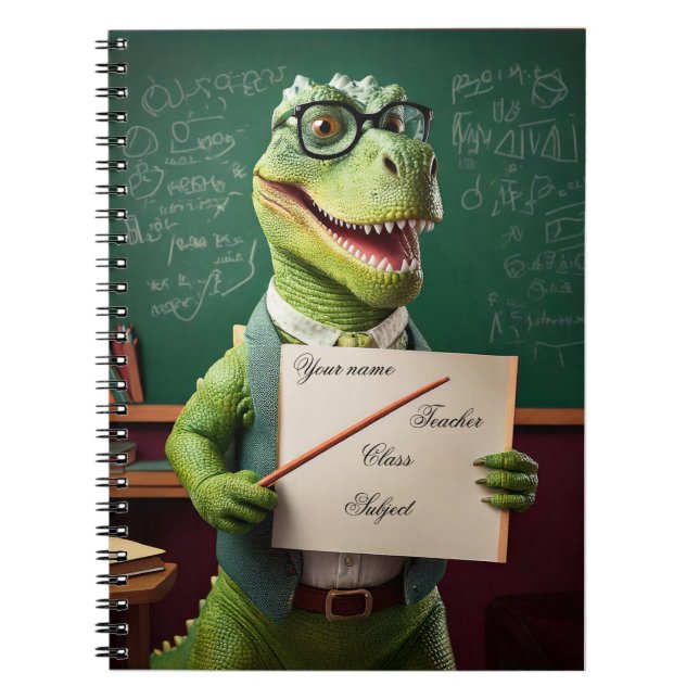 Cuaderno Bebé portátil - Pon tu nombre - Dinosaurio docente (Frente)