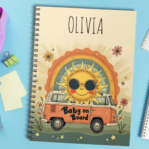 Cuaderno Bebé sonriente retro genial Sol, paz y amor Vibrac