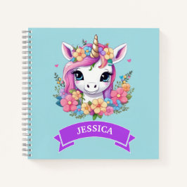 Cuaderno Bebé Unicornio Mágico con Flores