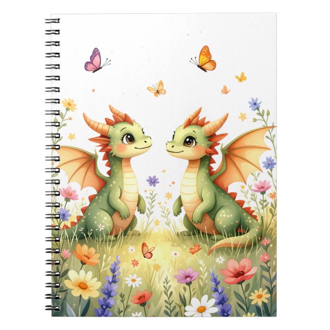 Cuaderno Bebés gemelos Dragones para la fantasía (Frente)
