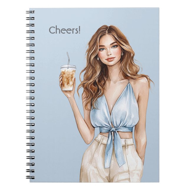 Cuaderno Bebida de Cheers de Top Azul Femenino (Frente)