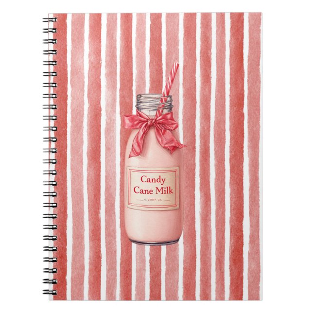 Cuaderno Bebida de rayas de caramelo blanco rojo  (Frente)