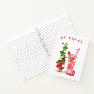 Cuaderno Bebida Guay de jugo de fresa fresca - frutas de ve