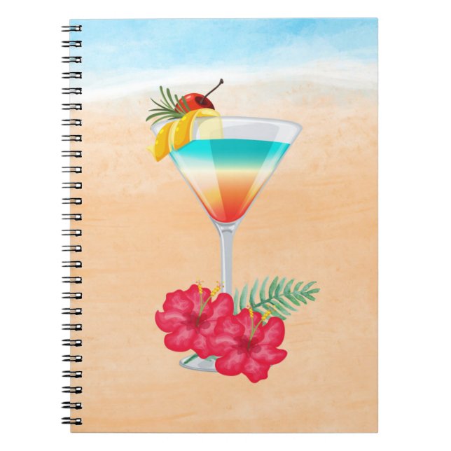Cuaderno Bebida Tropical en la Playa (Frente)
