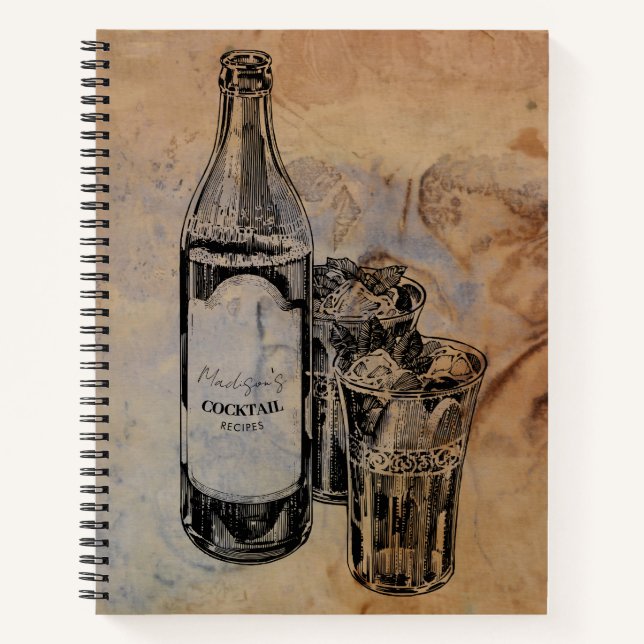 Cuaderno Bebidas de cócteles de época con guión personaliza (Anverso)