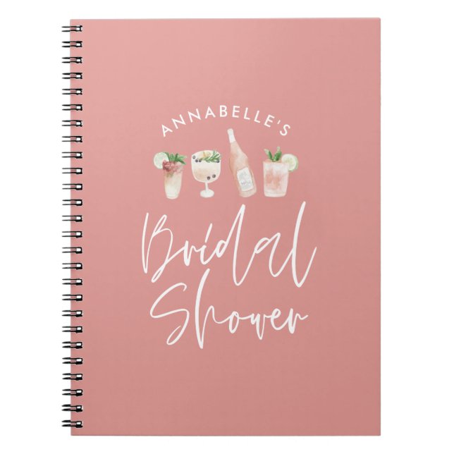 Cuaderno Bebidas modernas rosadas con ducha de novia (Frente)