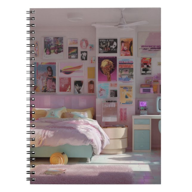 Cuaderno Bedroom de Poster retro iluminado con luz solar (Frente)