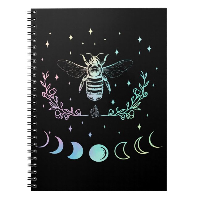 Cuaderno Bee Crescent Moon Wicca Pastel Gótico Insecto Bruj (Frente)